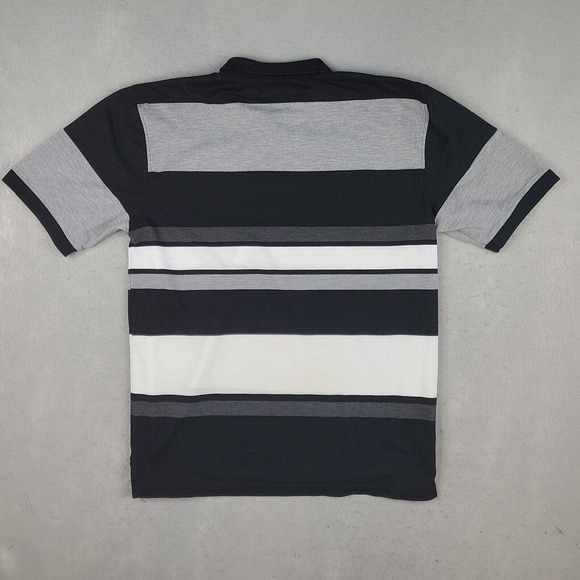Brooklyn State Polo Shirt Men's Large Black Gray‎ White Striped Short Sleeve - Picture 2 of 11